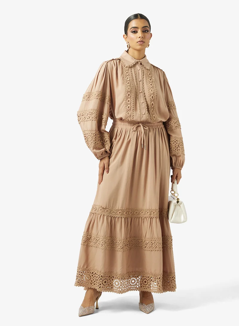 Khizana  Lace trim Top & Skirt Set for Women | Best Price UAE